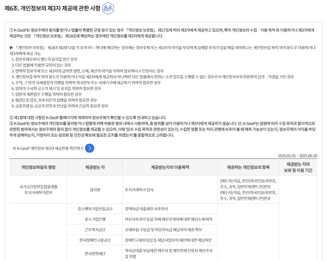 개인정보 처리방침 개정 후 - 제6조