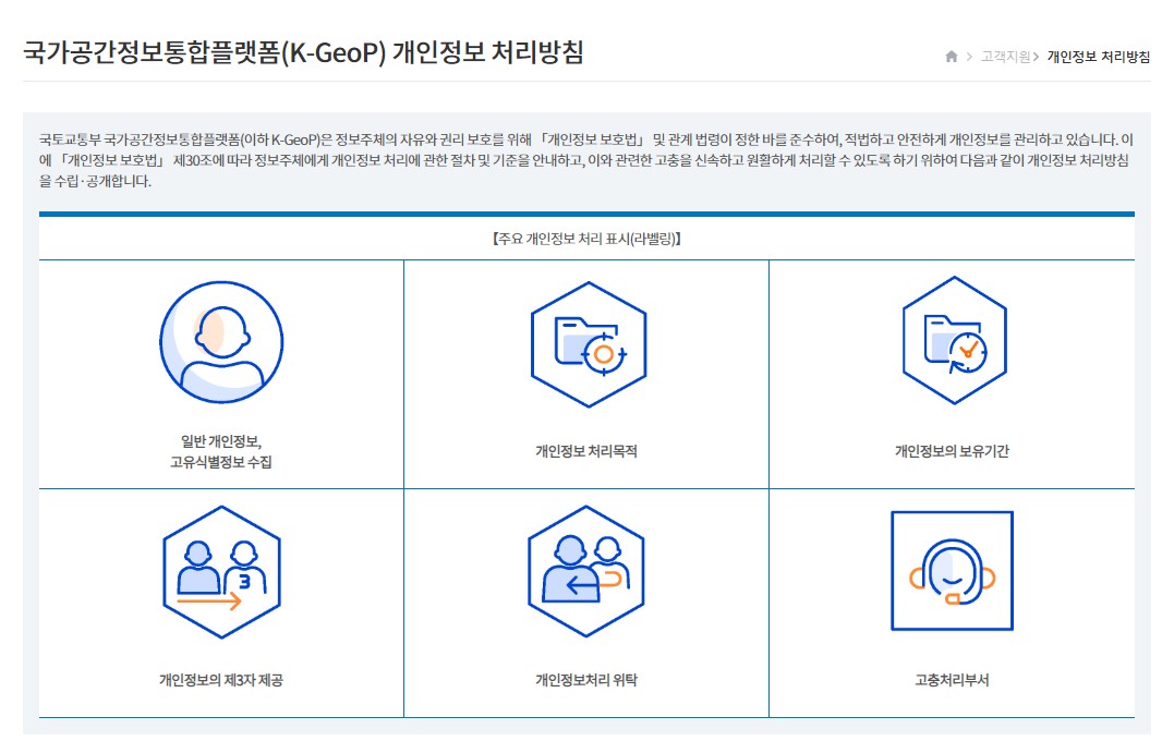 개인정보 처리방침 개정 후 제목 영역